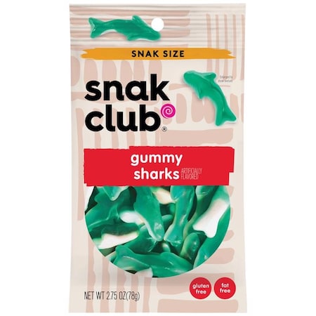 Snak Club Snak Club Raspberry Sharks Gummi Candy 2.75 oz Bagged 1785774